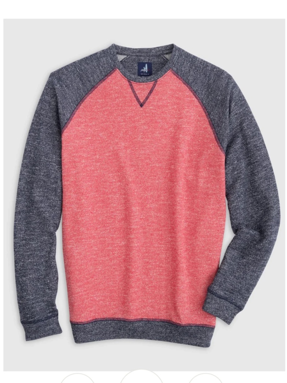 JOHNNIE-O men's dan colorblock crewneck sweatshirt in malibu red XL
